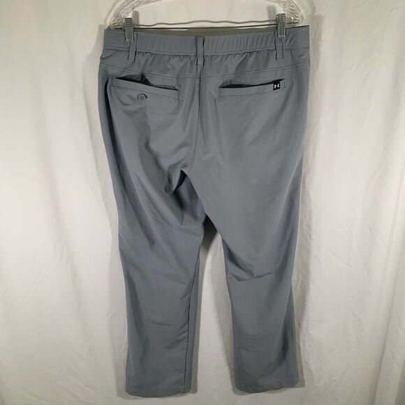 Under Armour Golf Pants Men's 36x30 Solid Grey Chino Pockets Button Zip - Picture 10 of 12